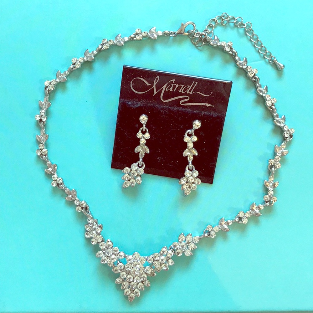 Prom faux diamond necklace & earring set